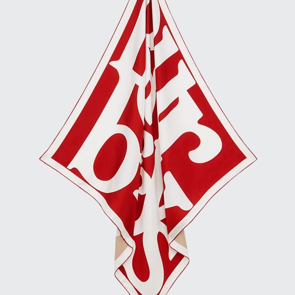 BURBERRY Logo Text Print Square Silk Scarf, NEW - Picture 1 of 9